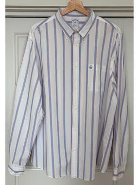 Brooks Brothers Mens Striped "Friday Shirt" Size XL Long Sleeve 100% Cotton